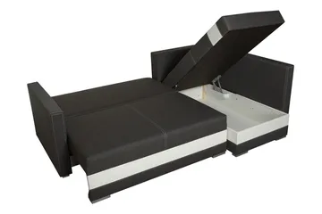 Alba 4-seters Venstrevendt L-formet Sovesofa 143x200 cm med Oppbevaring i Stoff - Grå - Møbler - Sofaer - Skinnsofaer