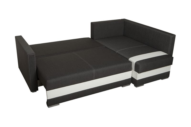 Alba 4-seters Venstrevendt L-formet Sovesofa 143x200 cm med Oppbevaring i Stoff - Grå - Møbler - Sofaer - Skinnsofaer