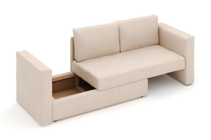 Alnaryd 2-3seters Sofa med Nedfellbar Armlene - Beige - Møbler - Sofaer - 2 seter sofa