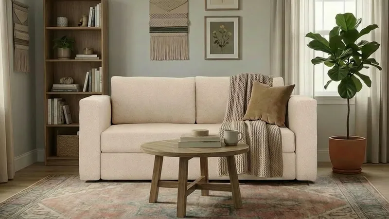 Alnaryd 2-3seters Sofa med Nedfellbar Armlene - Beige - Møbler - Sofaer - 2 seter sofa