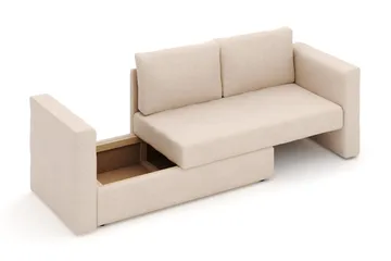 Alnaryd 2-3seters Sovesofa med Nedfellbar Armlene - Beige - Møbler - Sofaer - Sovesofaer - 2 seters sovesofa