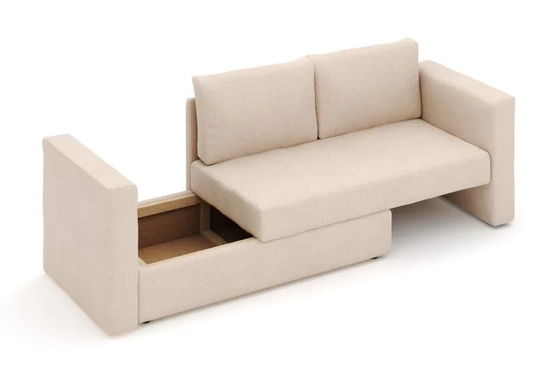 Alnaryd 2-3seters Sovesofa med Nedfellbar Armlene - Beige - Møbler - Sofaer - Sovesofaer - 2 seters sovesofa