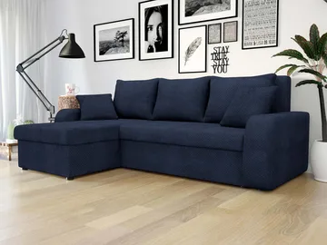 Alvared 3-seter Venstrevendt L-formet Sofa med Sjeselong med Oppbevaring i Bouclé - Blå - Møbler - Sofaer - Sofaer med sjeselong