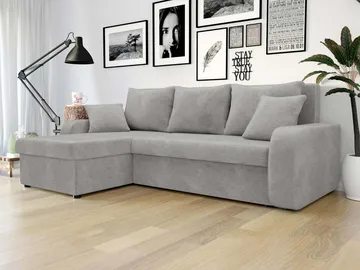 Alvared 3-seter Venstrevendt L-formet Sofa med Sjeselong med Oppbevaring i Bouclé - Grå - Møbler - Sofaer - Sofaer med sjeselong