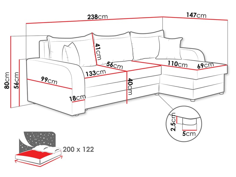 Alvared 3-seters Divansofa - Møbler - Sofaer - Hjørnesofaer