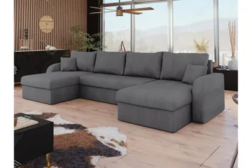 Alvared Sofa Dobbeldivan 4-seter - Mørk grå - Møbler - Sofaer - Sovesofaer - U sovesofa
