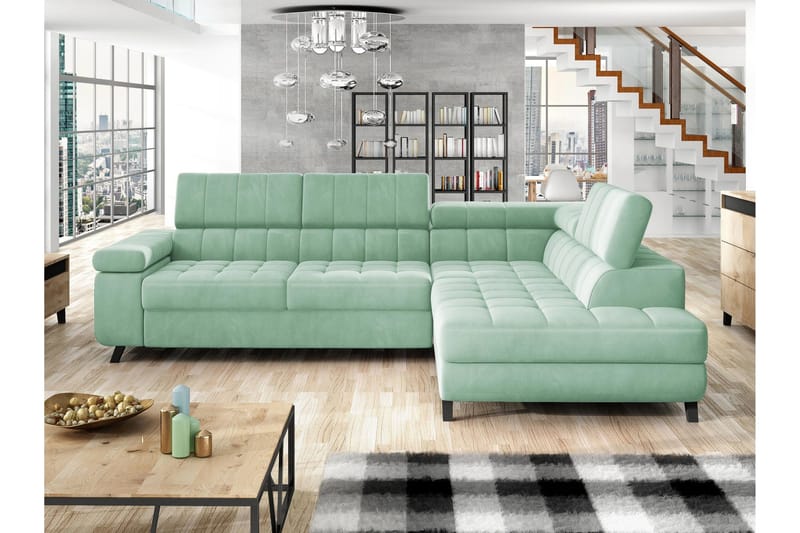 Amshyttan Sofa med Sjeselong 3-seter - Grønn - Møbler - Sofaer - Fløyelssofaer