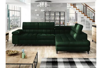 Amshyttan Sofa med Sjeselong 3-seter - Grønn - Møbler - Sofaer - Fløyelssofaer