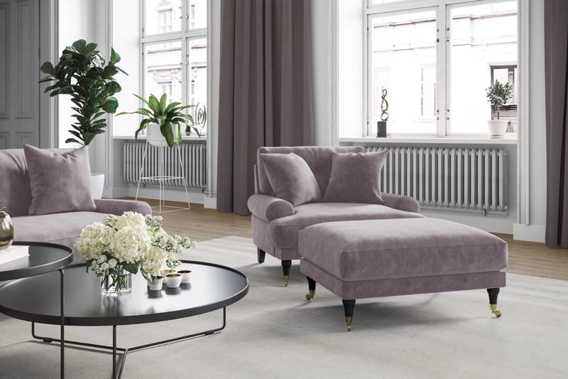 Andrew 3-seters Fløyelssofa - Lilla - Møbler - Sofaer - Fløyelssofaer