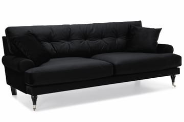 Andrew 3-seters Fløyelssofa - Svart - Møbler - Sofaer - Fløyelssofaer