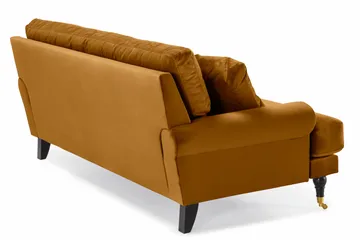 Andrew Sofagruppe 3-seter + 2-seter Sofa + Lenestol + Fotskammel i Fløyel - Mørk gul - Møbler - Sofaer - Fløyelssofaer