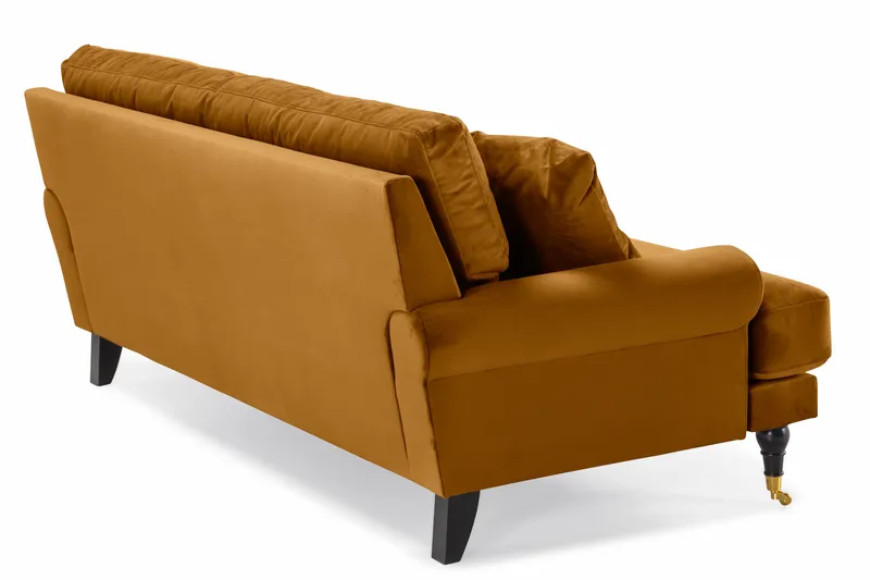 Andrew Sofagruppe 3-seter + 2-seter Sofa + Lenestol + Fotskammel i Fløyel - Mørk gul - Møbler - Sofaer - Fløyelssofaer
