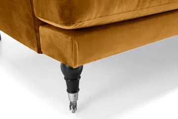Andrew Sofagruppe 3-seter + 2-seter Sofa + Lenestol + Fotskammel i Fløyel - Mørk gul - Møbler - Sofaer - Fløyelssofaer