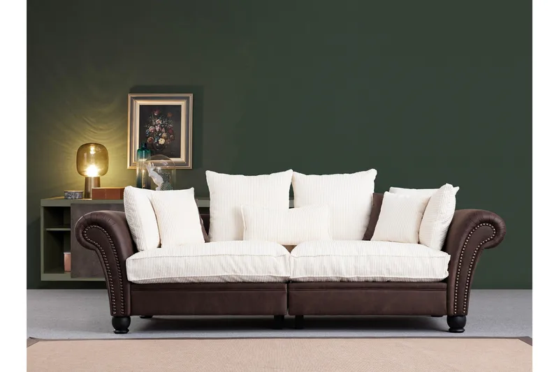 August 3-seters Sofa - Brun/Hvit - Møbler - Sofaer - 3 seter sofa