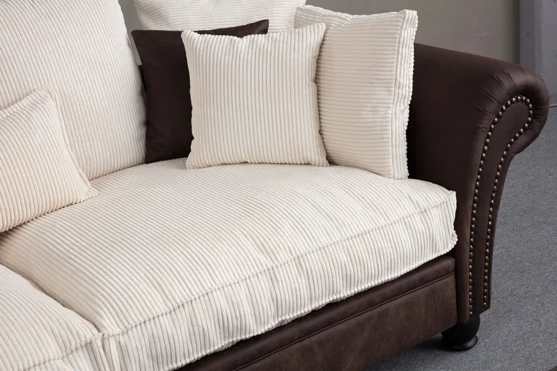 August 3-seters Sofa - Brun/Hvit - Møbler - Sofaer - 3 seter sofa