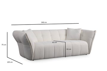 Azzo 3-seters Sofa - Hvit - Møbler - Sofaer - 3 seter sofa