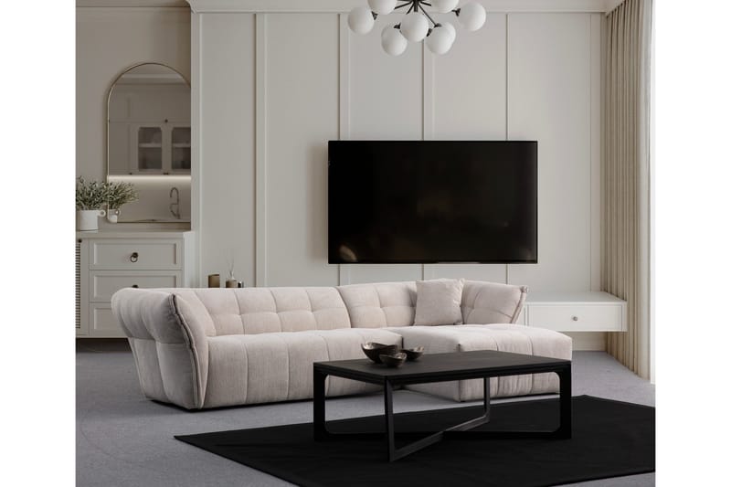 Azzo 4-seters Sofa med Divan - Hvit - Møbler - Sofaer - Sofaer med sjeselong - 4 seters sofa med divan