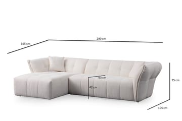 Azzo 4-seters Sofa med Divan - Hvit - Møbler - Sofaer - Sofaer med sjeselong - 4 seters sofa med divan