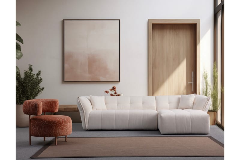 Azzo 4-seters Sofa med Divan - Hvit - Møbler - Sofaer - Sofaer med sjeselong - 4 seters sofa med divan