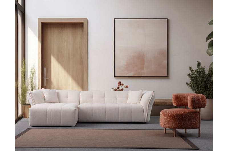 Azzo 4-seters Sofa med Divan - Hvit - Møbler - Sofaer - Sofaer med sjeselong - 4 seters sofa med divan