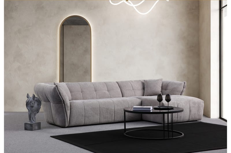 Azzo 4-seters Sofa med Divan - Lysegrå - Møbler - Sofaer - Sofaer med sjeselong - 4 seters sofa med divan