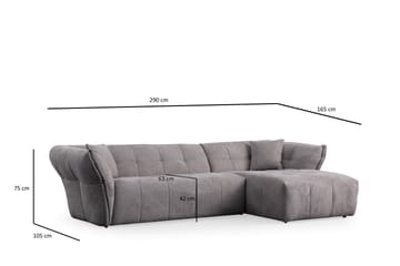 Azzo 4-seters Sofa med Divan - Lysegrå - Møbler - Sofaer - Sofaer med sjeselong - 4 seters sofa med divan