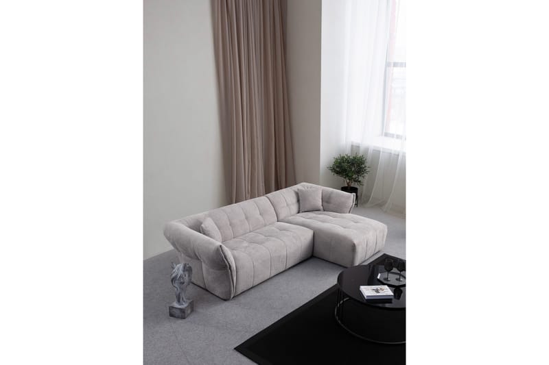 Azzo 4-seters Sofa med Divan - Lysegrå - Møbler - Sofaer - Sofaer med sjeselong - 4 seters sofa med divan