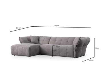 Azzo 4-seters Sofa med Divan - Lysegrå - Møbler - Sofaer - Sofaer med sjeselong - 4 seters sofa med divan
