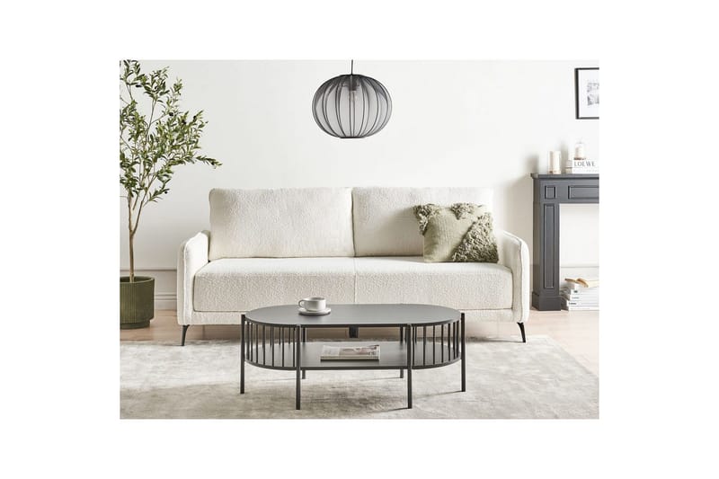 Bäddsoffa Beliani Heming Brun, Svart White - Hvit - Møbler - Sofaer - 2 seter sofa