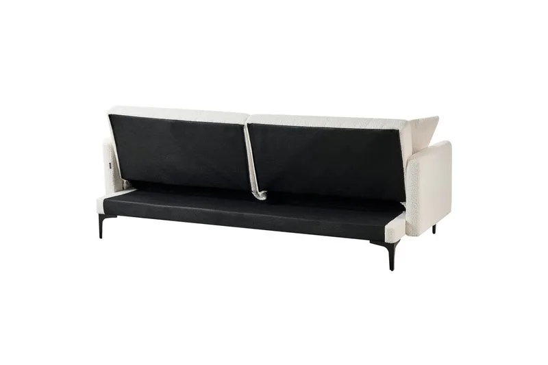 Bäddsoffa Beliani Lucan Beige, svart White||Black - Møbler - Sofaer - Sofagrupper