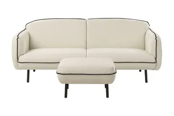Balint 3-seter Dyp Buet Sofa 198 cm i Stoff med Kantbånd - Beinhvit - Møbler - Sofaer - 3 seter sofa