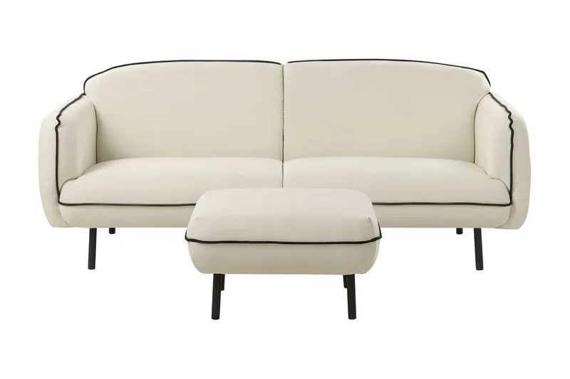 Balint 3-seter Dyp Buet Sofa 198 cm i Stoff med Kantbånd, Beinhvit