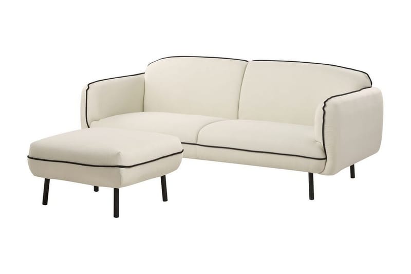 Balint 3-seter Dyp Buet Sofa 198 cm i Stoff med Kantbånd - Beinhvit - Møbler - Sofaer - 3 seter sofa