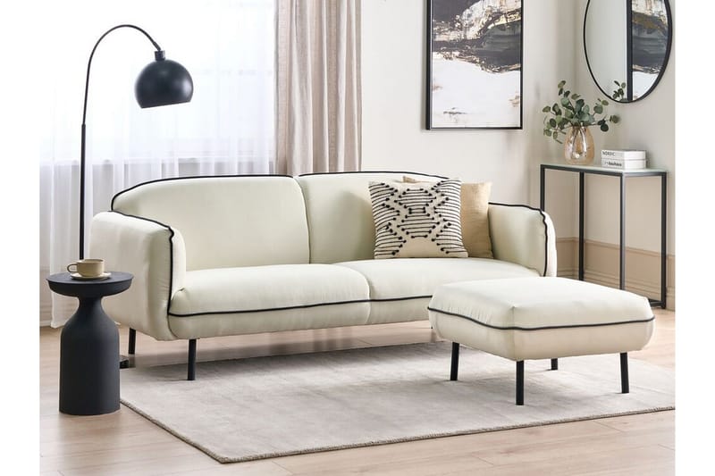 Balint 3-seter Dyp Buet Sofa 198 cm i Stoff med Kantbånd - Beinhvit - Møbler - Sofaer - 3 seter sofa