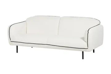 Balint 3-seter Dyp Buet Sofa i Bouclé med Paspoal - Hvit|Svart - Møbler - Sofaer - 3 seter sofa