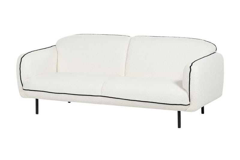 Balint 3-seter Dyp Buet Sofa i Bouclé med Paspoal - Hvit|Svart - Møbler - Sofaer - 3 seter sofa