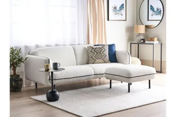 Balint 3-seter Dyp Buet Sofa i Bouclé med Paspoal - Hvit|Svart - Møbler - Sofaer - 3 seter sofa