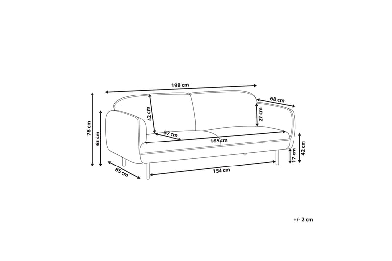Balint 3-seter Dyp Buet Sofa i Stoff med Paspoal - Grå - Møbler - Sofaer - 3 seter sofa
