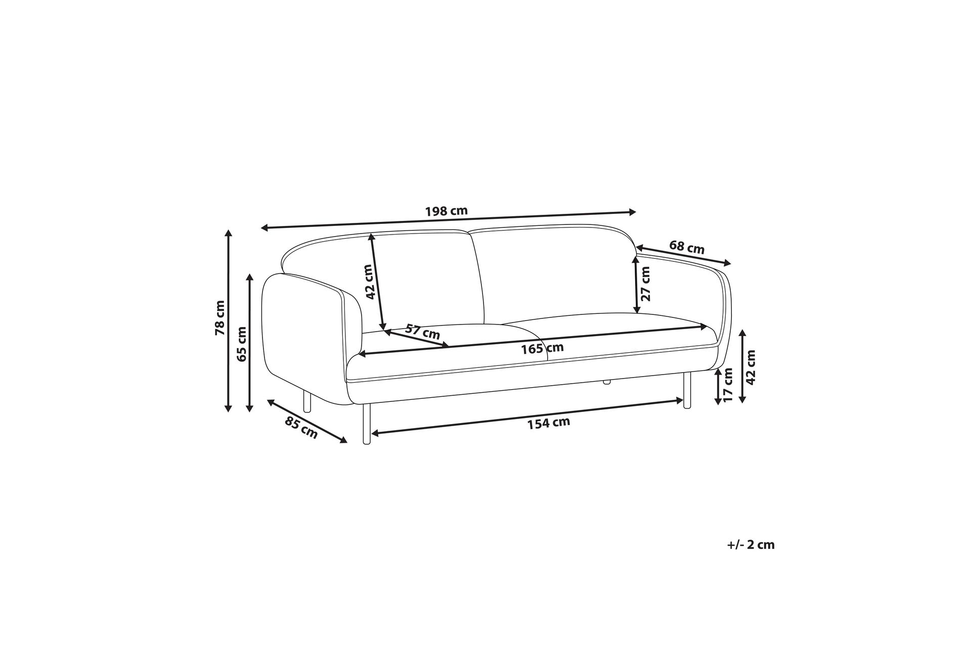 Balint Sofa 3-seter - Grå/Svart - Møbler - Sofaer - 3 seter sofa