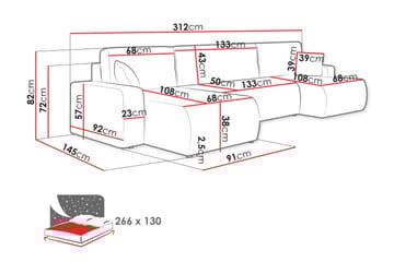 Barile Sofa Dobbeldivan 4-seter - Blå - Møbler - Sofaer - U-sofa