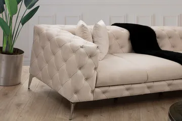 Beachport Stor Hjørnesofa 6-seters L-formet - Beige / Fløyel - Møbler - Sofaer - Fløyelssofaer