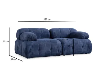 Belgin Sofa 2-seter - Blå - Møbler - Sofaer - Modulsofaer - Komplett modulsofa