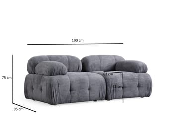 Belgin Sofa 2-seter - Grå - Møbler - Sofaer - Modulsofaer - Komplett modulsofa