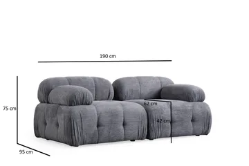 Belgin Sofa 2-seter - Grå - Møbler - Sofaer - Modulsofaer - Komplett modulsofa