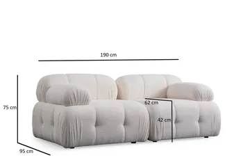 Belgin Sofa 2-seter - Hvit - Møbler - Sofaer - Modulsofaer - Komplett modulsofa