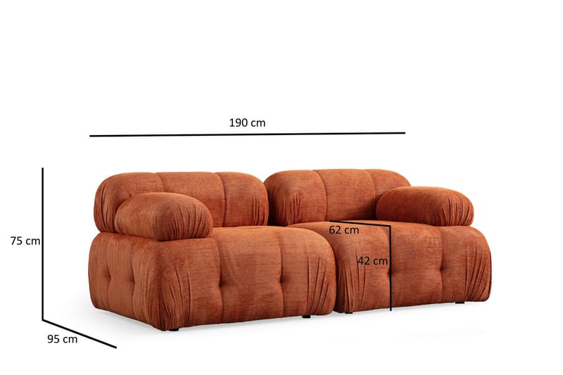 Belgin Sofa 2-seter - Oransje - Møbler - Sofaer - Modulsofaer - Komplett modulsofa