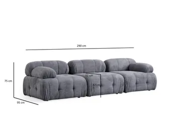 Belgin Sofa 3-seter - Grå - Møbler - Sofaer - Modulsofaer - Komplett modulsofa