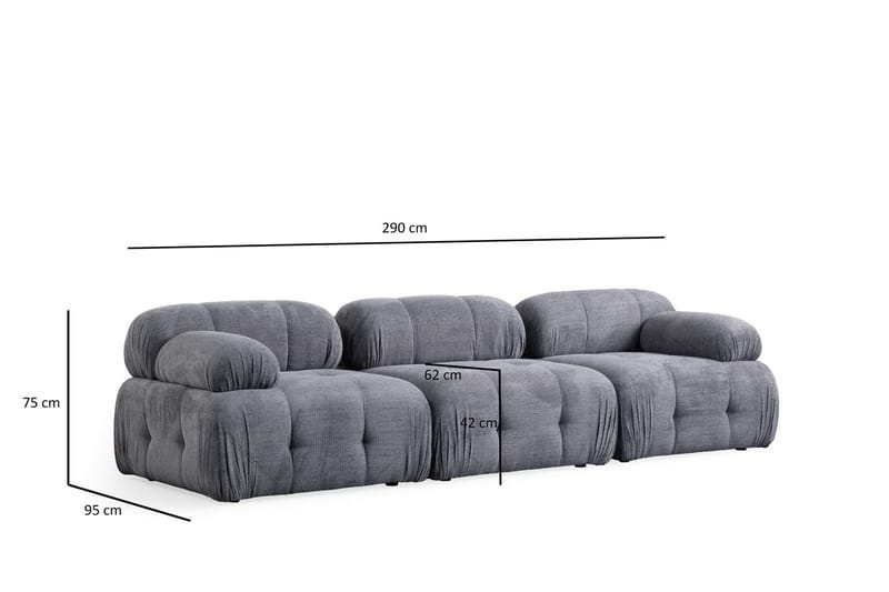 Belgin Sofa 3-seter - Grå - Møbler - Sofaer - 3 seter sofa