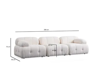 Belgin Sofa 3-seter - Hvit - Møbler - Sofaer - Modulsofaer - Komplett modulsofa