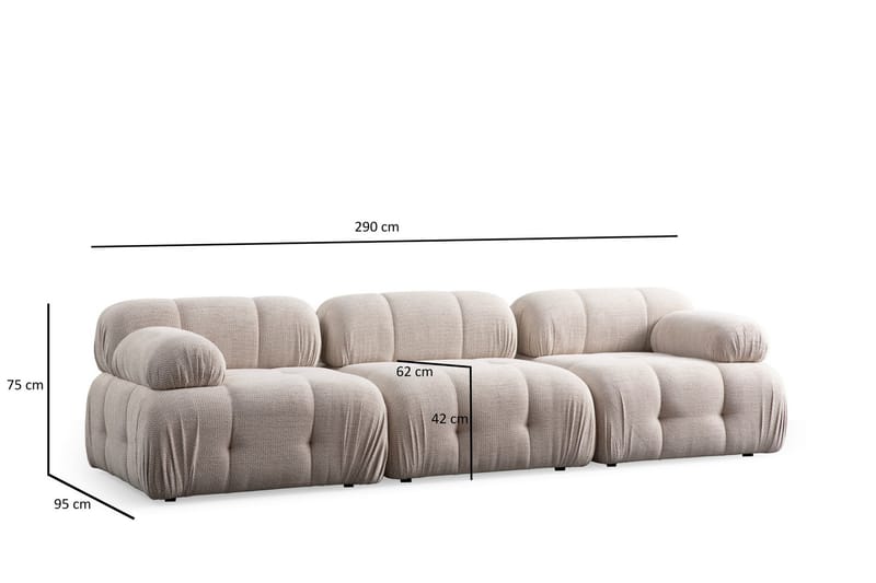 Belgin Sofa 3-seter - Krem - Møbler - Sofaer - 3 seter sofa